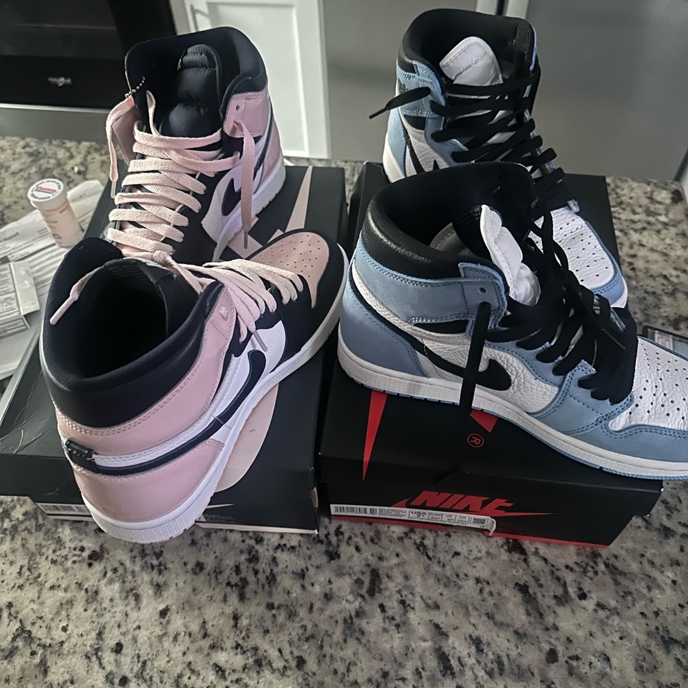Nike Air Jordan High-Top Sneakers - Pink and Blue